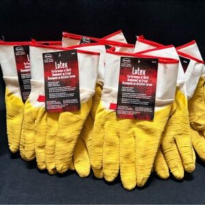 Boss | 5x NEW Latex-Dipped Abrasion Resistant Textured Work Gloves - O/S, Yellow